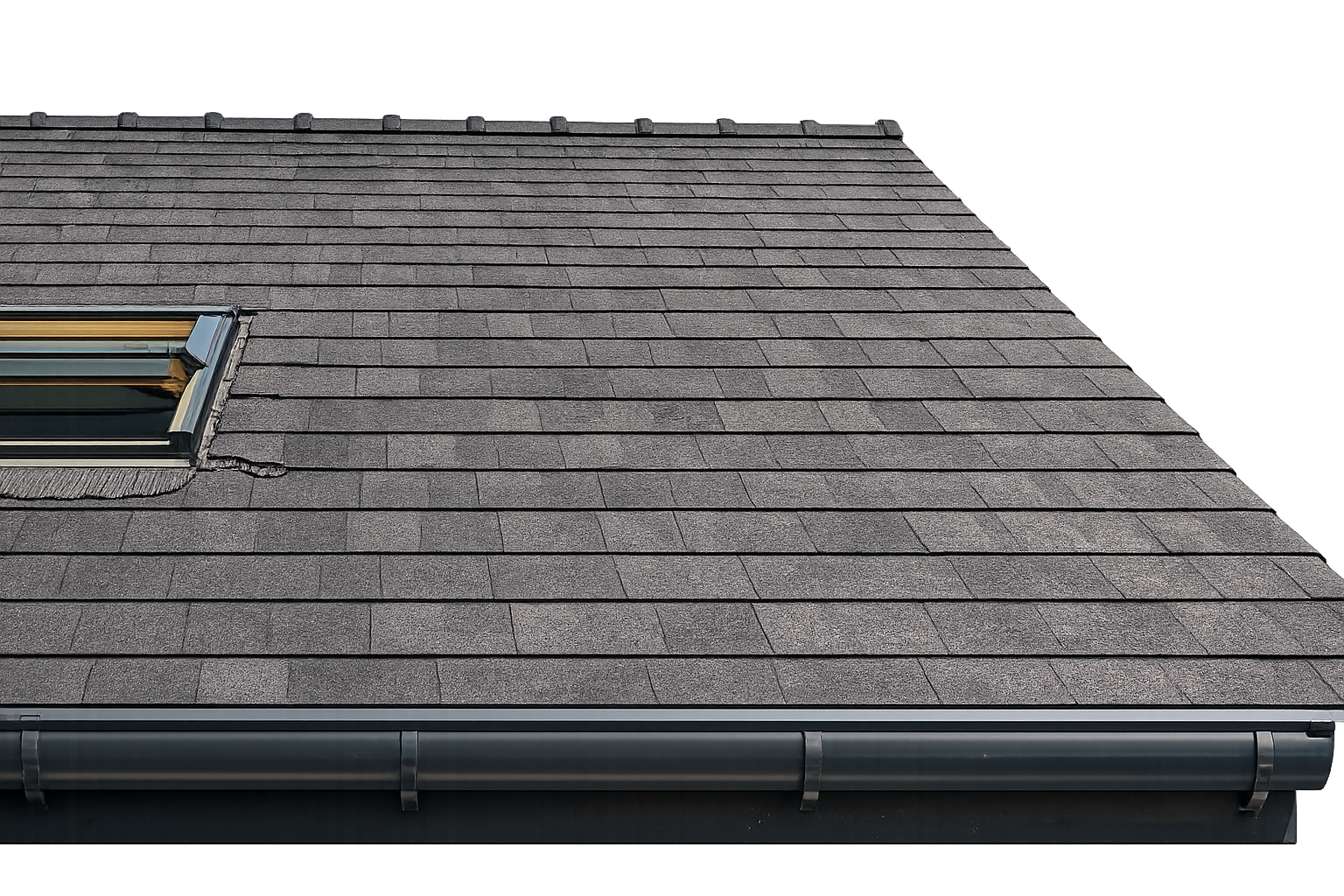 Shingle roof and gutter system